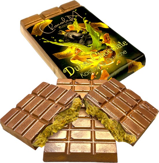 Grote Dubai Chocolade reep 140 gram (de virale reep van TikTok) knapperige Kadayif en... bol