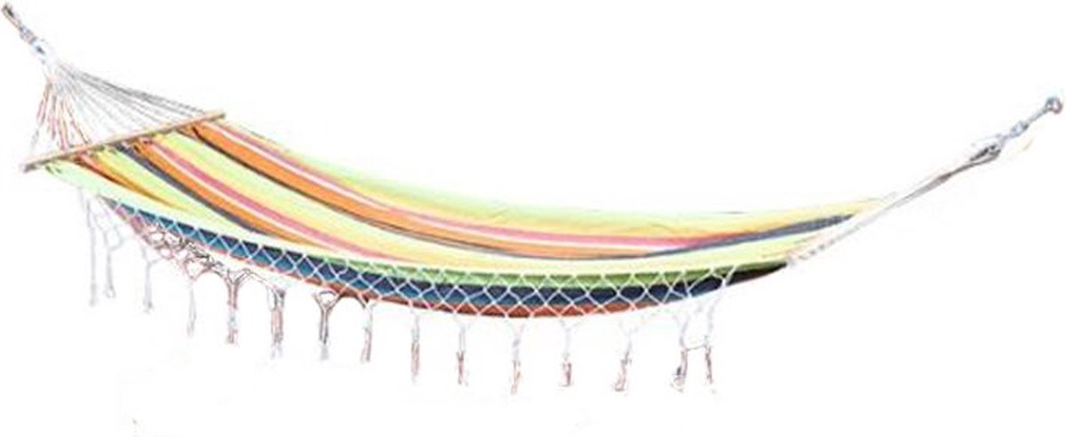 Buitenkado Hangmat 295cm Geweven stof Franjes Multicolor