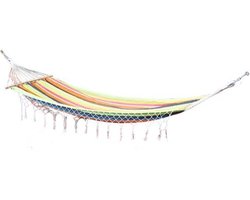 Buitenkado Hangmat 295cm Geweven stof Franjes Multicolor