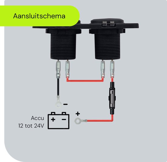ProRide 12V USB Autolader Inbouw met Schakelaar/Voltmeter - 5V/2.4A - Tweevoudig inbouw paneel - Blauw