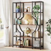 TRIBESIGNS - Boekenkast - Boekenrek met 8 Planken - Industrieel Vintage - Kasten Spaanplaat - Bruin/Zwart - 100 x 30 x 176 cm