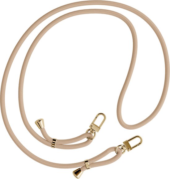 Casimoda® coque avec cordon - Convient pour Samsung A52(s) - Feuilles de palmier Beige - Cordon amovible - TPU/polycarbonate - Marron/beige