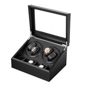 Black Watch Winder Box 4 6, met stille motor, in houten schaal en PU -leer, fit dame en man automatische horloges