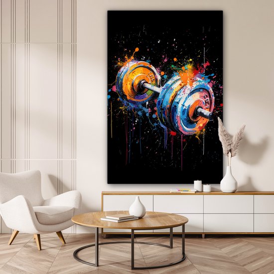 Peinture sur toile 120x180 cm - Décoration murale Graffiti - Sport - Fitness - Dumbbell - Gym - Décoration murale murale salon - Décoration chambre - Accessoires de chambre - Peintures
