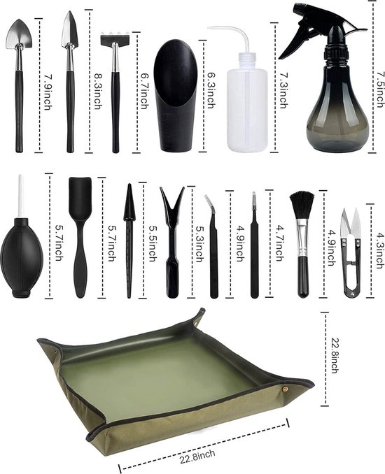 Succulent Plants Tools Garden Tool Set - 25pcs with Overfilling Mat Waterproof and Foldable van Merkloos	 — afbeelding 4