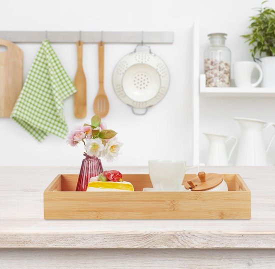 WEGREAT Houten dienblad, rechthoekig: 2 stuks bamboe dienblad, houten dienblad met handvat, houten serveerschaal 30 x 20 x 4 cm; 20 x 15 x 4 cm, dienblad bamboe dienblad voor ontbijt, thee, salontafel WEGREAT Houten dienblad, rechthoekig: 2 stuks bamboe dienblad, houten dienblad met handvat, houten serveerschaal 30 x 20 x 4 cm; 20 x 15 x 4 cm, dienblad bamboe dienblad voor ontbijt, thee, salontafel
