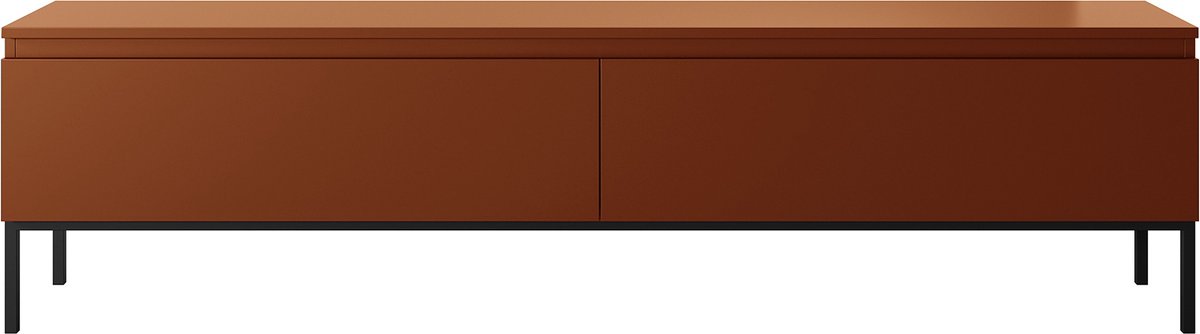 Selsey Bemmi – Tv-meubel met 2 deuren en zwarte metalen poten, steenrood, 175 cm Baksteen