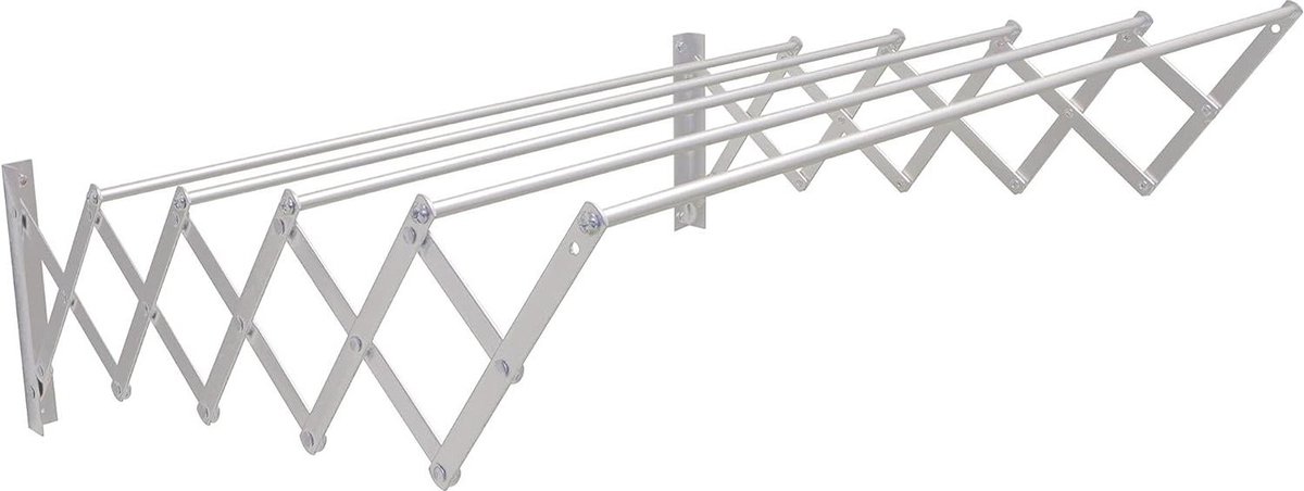 Goedkoopste Uittrekbaar Droogrek 110cm - Roestvrij - Wandmontage - Ruimtebesparend - Binnen en Buiten - Zilver