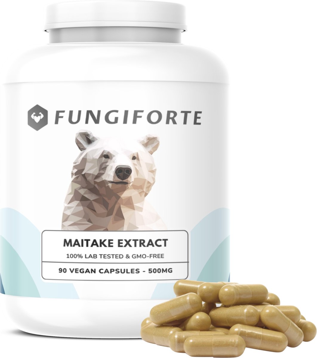 FungiForte - Maitake Extract 500mg - 90 stuks - Non-GMO - Lab Tested - Maitake Capsules - Paddenstoel Supplement
