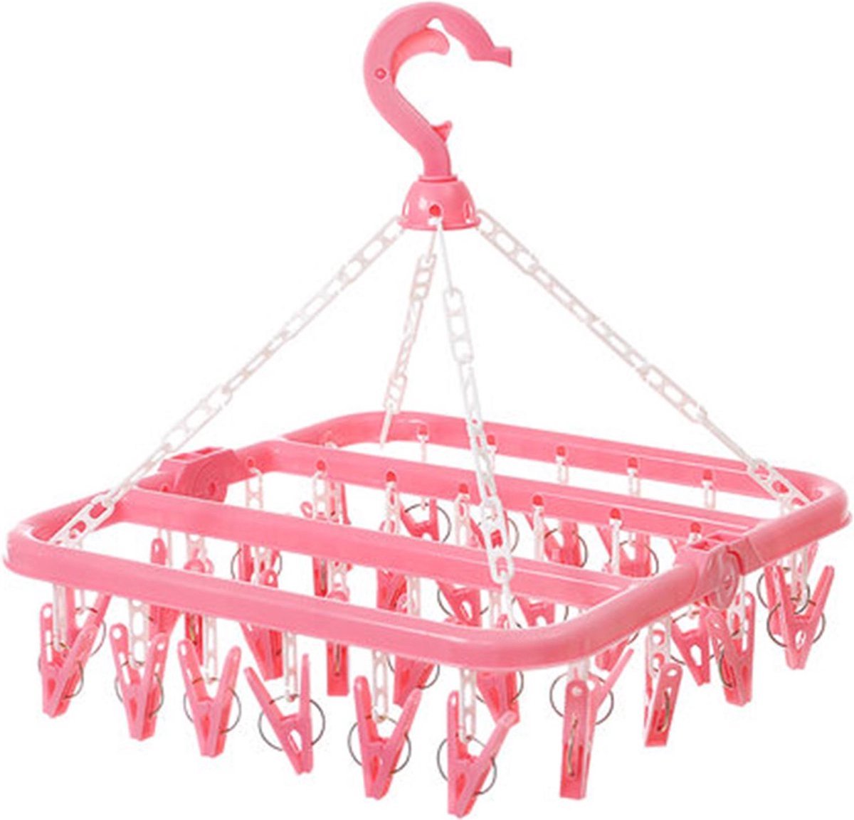 Goedkoopste Sokkendroger - 32 Knijpers - Roze - Sokken Hanger - Sokken Droger - Beha's - bh's - Ondergoed - Wasrek Sokken - Wasrek - Droogrek - Klein Wasrekje - Carrousel - Droogcarrousel - Washanger - Sokkendroogrek - Kleerhanger voor Sokken - Windbestendig