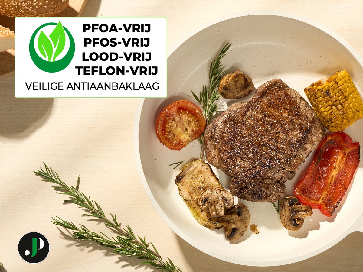 Just Perfecto Pannenset Inductie - Pannenset Met Deksel Voor Alle Waarmtebronnen - Non-Stick Pannen - Glazen Deksel - Anti-Aanbak Kookpannenset