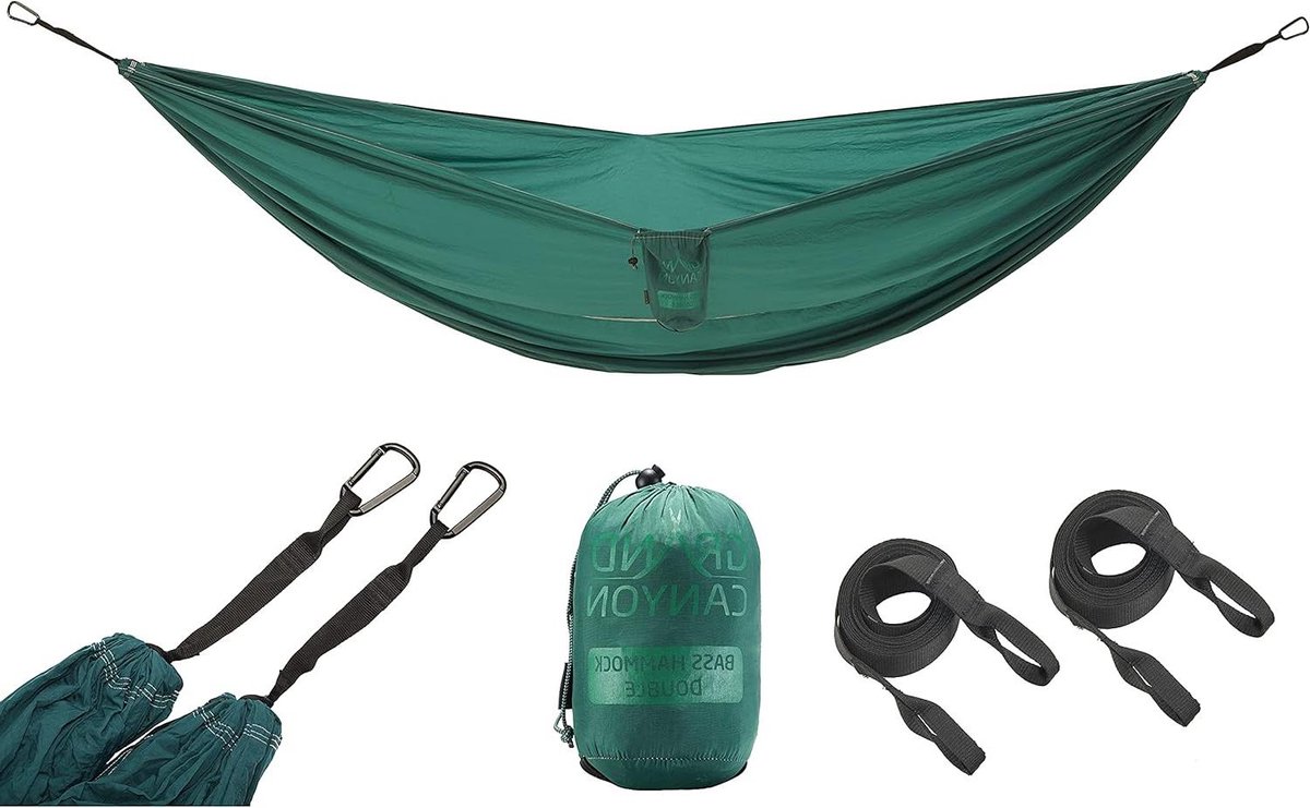 Hangmat voor buiten tot 150 kg - licht en compact - met boombeschermer storm (petrol)