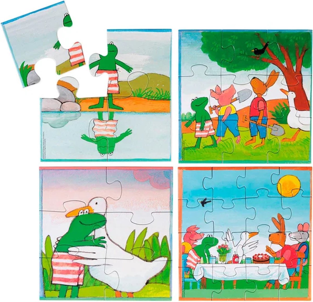 Kikker puzzel 4 in 1 educatief peuter speelgoed - kinderpuzzel 4x6x9x16 stukjes leren puzzelen - cadeautip puzzel 3 jaar en ouder - Bambolino Toys — afbeelding 8