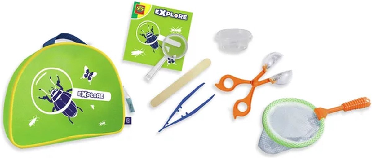SES - Explore - Insecten explorer - handige koffer met tang, vergrootglas, pincet, bakje en speurkaart