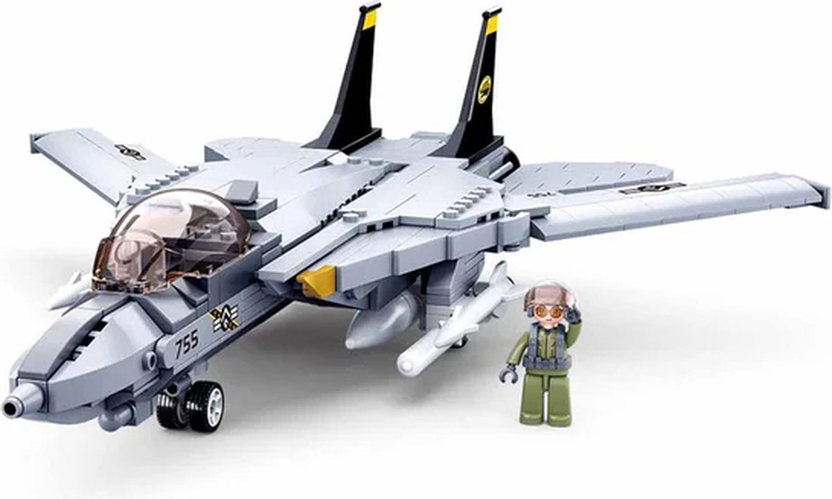 Sluban ModelBricks F-18 Tomcat Straaljager - Constructiespeelgoed modelbouw - bouwdoos met 404 bouwstenen - M38-B0755 - vanaf 8 jaar — afbeelding 3