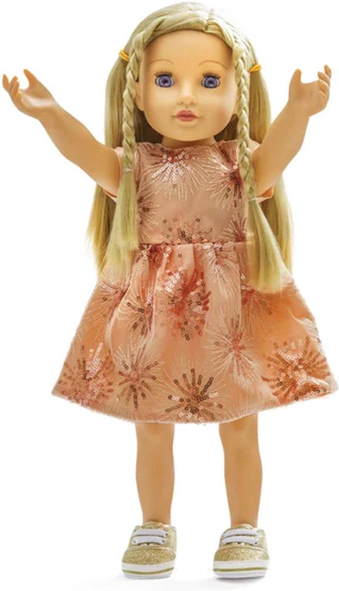 Heless poppenjurk glitterjurk rosegoud 35-45 cm poppen kleding. van Merkloos — afbeelding 3
