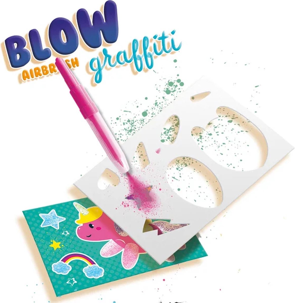 SES Creative Blow Airbrush Pens - Graffiti met Kleurplaten en Brushstift - Vanaf 5 Jaar - BlaasPennen - Schoencadeautjes Sinterklaas — afbeelding 5
