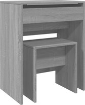 vidaXL - Kaptafel - met - krukje - 60x40x113,5 - cm - grijs - sonoma