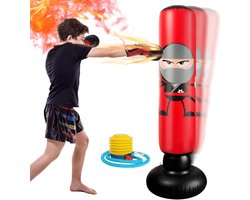 Staande bokszak 160 cm kinderen met luchtpomp - opblaasbare ninja-boksbal voor Taekwondo-oefeningen - drukontlasting