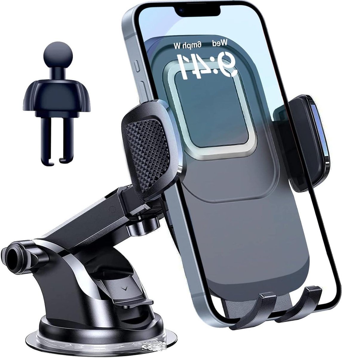 Autotelefoonhouder zuignap ventilatie - 360° rotatie universele haak - iPhone compatibel