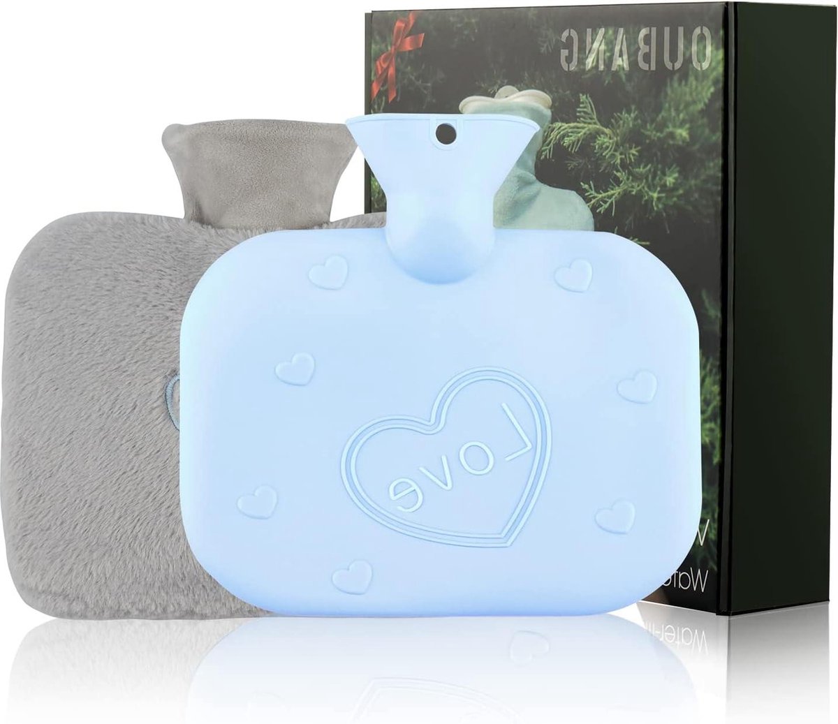 Goedkoopste 15 liter grote warmwaterkruik met pluizig overtrek voor kinderen en vrouwen - warmtekussen - grijs - cadeau voor de winter