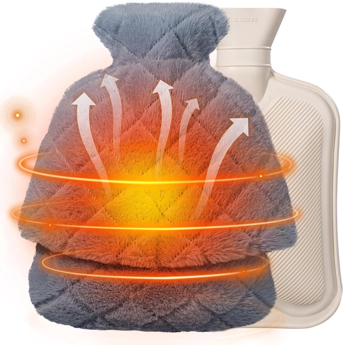 Bol.com 2 liter warmwaterkruik - pluche voetwarmer en handverwarmer met overtrek - verlichting van pijn en menstruatiekrampen aanbieding