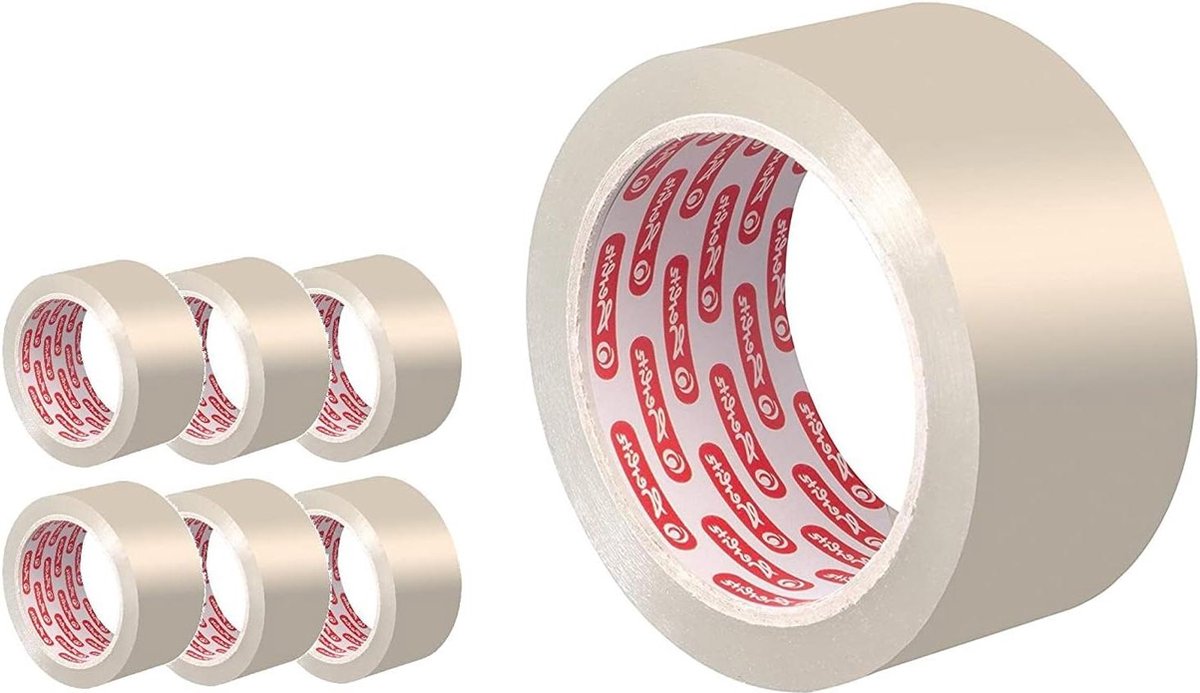 Verpakkingstape 66 m x 50 mm grote rol kern transparant 6 rollen