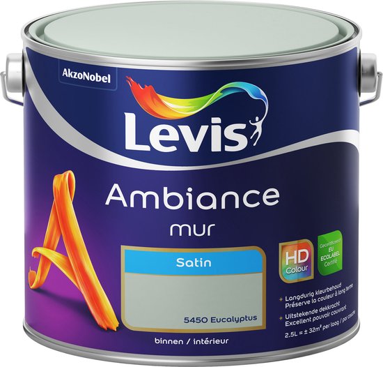 Peinture pour les murs Levis Ambiance , satinée, eucalyptus, 2,5 L