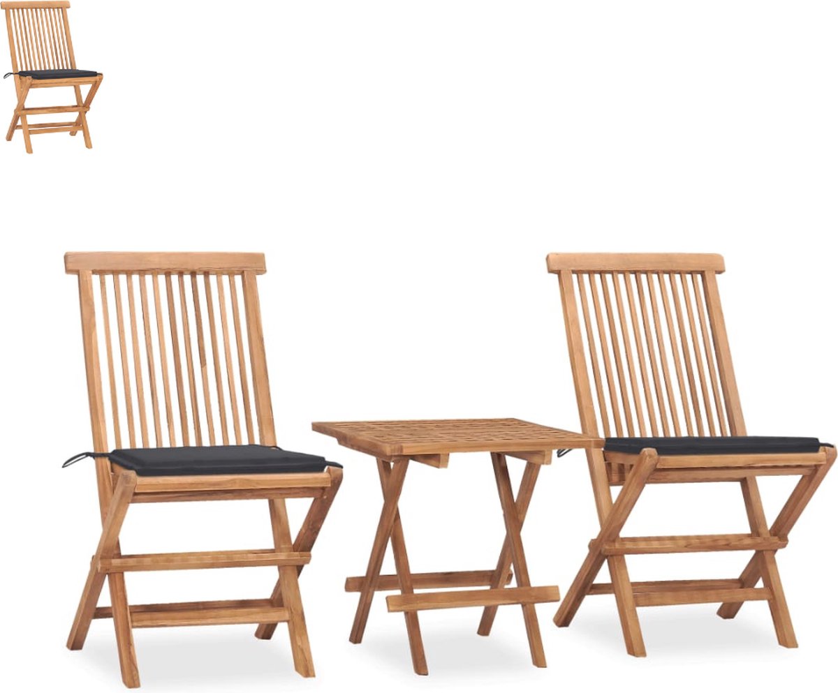 Balkonset 2 personen - Tuinset - Bistroset - Bruin - 3 delig - Tuintafel en 2 stoelen - 2 personen - Hout