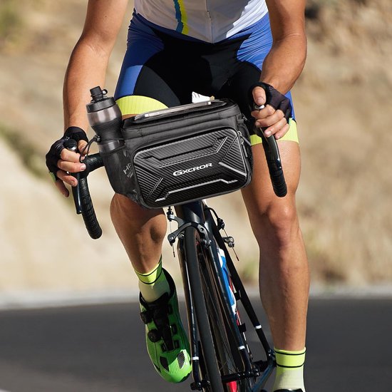 Sacoche De Guidon Vélo étanche - Avec Poche Téléphone Transparente, Bandes Réfléchissantes, 16.5x20x10 Cm