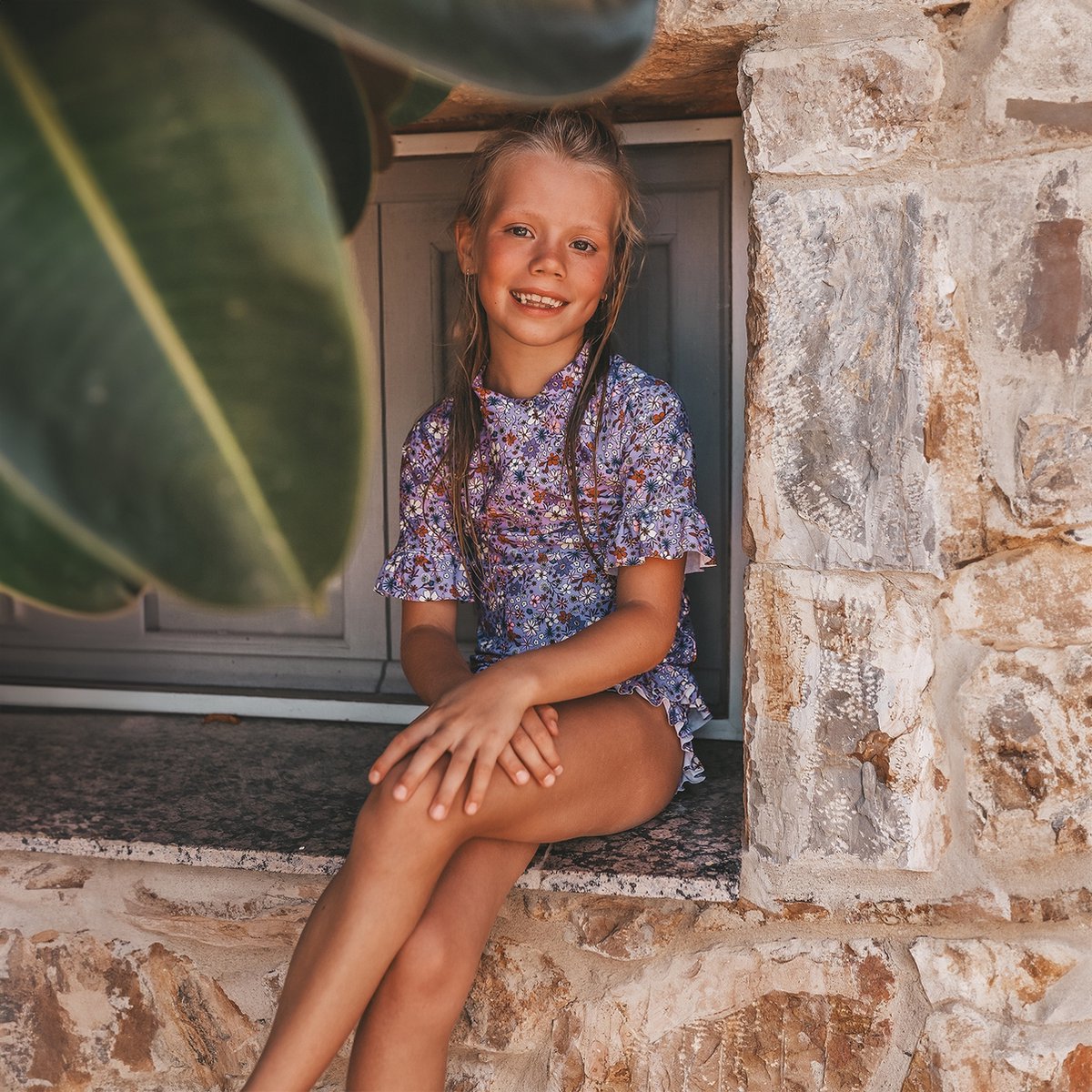 Suzanne UV50 zwem setje Fleurs chalk violet | Salted Stories 62