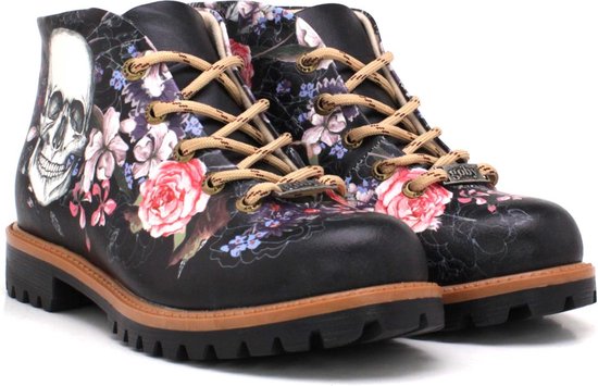 GOBY - Skull & Rose - Bottines - Bottines femme - Bottes femmes - Haute qualité - Fait main - Taille 37