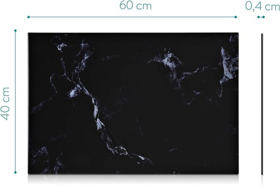 Navaris glassboard - Magnetisch bord voor aan de wand - Memobord van glas - 90 x 60 cm - Magneetbord inclusief magneten en marker - Zwart