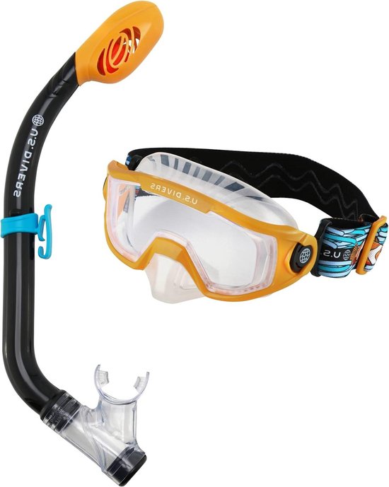 Kit Masque + Tuba US Divers Avila Junior – Pour Enfants Dès 4 Ans – Jupe Silicone Hypoallergénique – Verre Panoramique