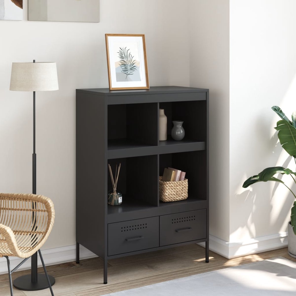 Hoge kast 68x39x123 cm staal zwart kopen