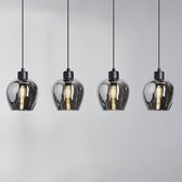 LumenXL - Hanglamp Sanford - 4-lichts - Smoke glas - Zwart - E14