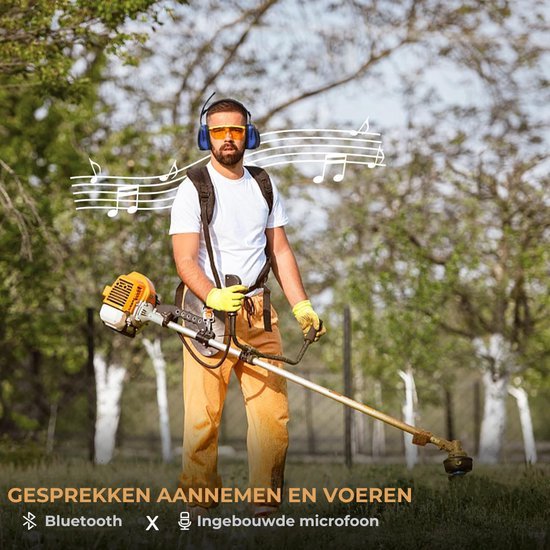 PROTEAR - Oreillettes Rechargeables avec Radio Numérique Bluetooth FM/ AM - Microphone Externe - SNR 30dB - Blauw