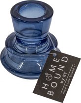 HomeBound by KY | Glazen kaarsenstandaard blauw | 6x6x6cm | omkeerbare kaarsenstandaard