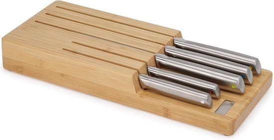 Joseph Joseph Fusion 5-delige Keukenmessenset met Hakmessen voor vlees en Schaar, Japans Roestvrij Staal, Beukenhouten Messenblok Joseph Joseph Fusion 5-delige Keukenmessenset met Hakmessen voor vlees en Schaar, Japans Roestvrij Staal, Beukenhouten Messenblok
