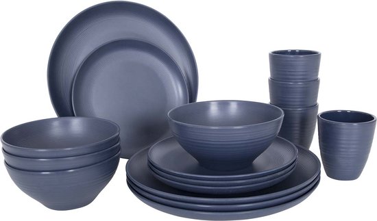 Bo-Camp - Industrial - Servies - Orville - 16 Stuks - Blauw