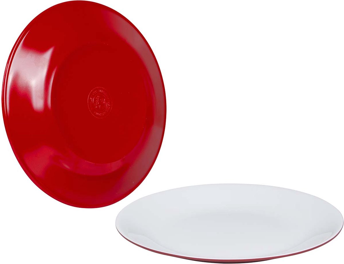 Bo-Camp - Dinerbord - Two-Tone - Melamine - 4 Stuks - Rood