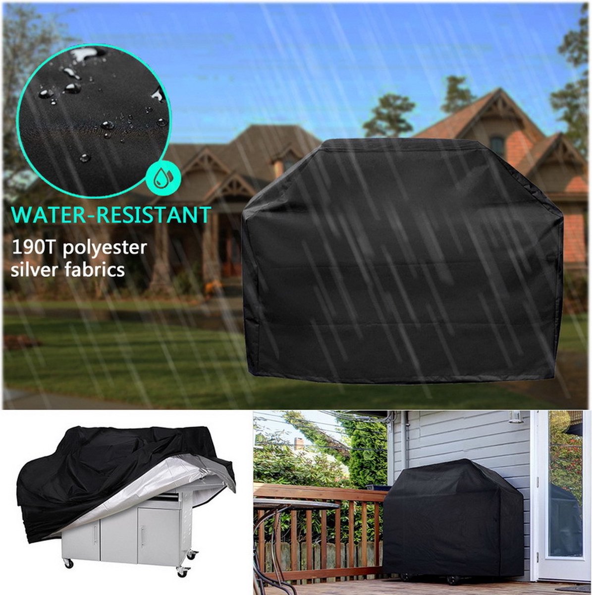 Hoogwaardige Waterbestendige Barbecuehoes met Trekkoord- Duurzaam 420D Oxford-stof -145x61x117cm