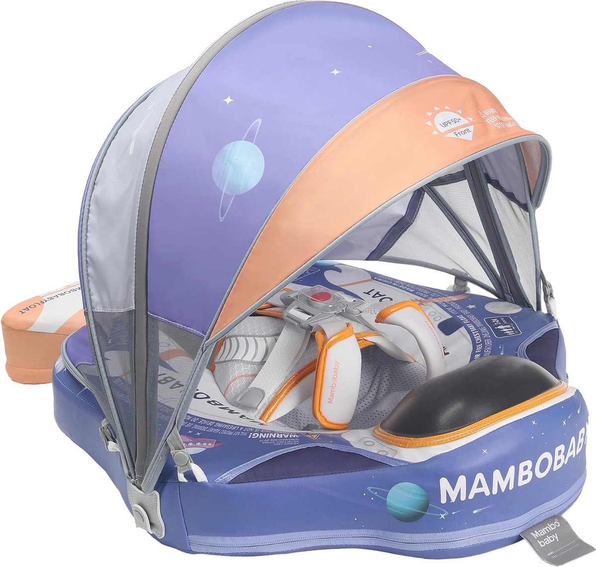 Mambobaby Zwemring Niet-Opblaasbare Zwemband Met Zonnedak Zachte Waterdichte Huidvriendelijke Zwemtrainer Voor Kinderen Van 3-24 en 3-48 Maanden