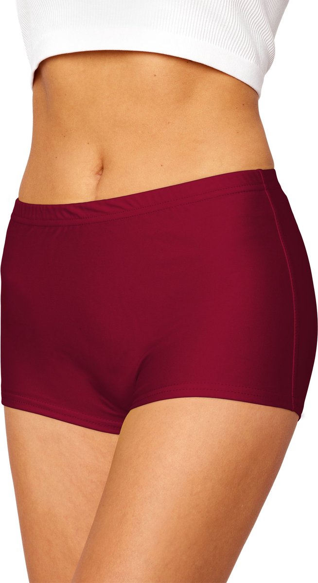Merry Style HI-Leila Dames Zwembroek - Zwemshorts - Bikinibroekje - Elastische tailleband - Polyamide & Elastaan - Wijnrood (4242) - 48