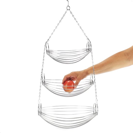 Hangende fruitmand, keukenorganizer, fruitschaal, muur fruitmand houten deksel, fruit- en groentemand voor aanrecht, ui- en aardappelsnackbroodhouder (klein