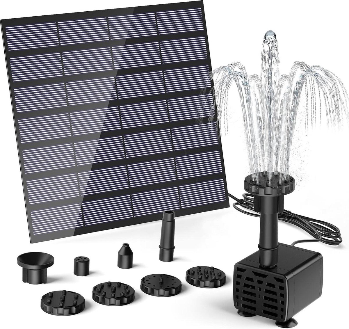 Fontein op zonne-energie DIY Solar Fontein 1.5W 2024 Opgewaardeerde Solar Fontein met 6 Fontein Stijlen Zonne Fontein voor Tuinvijvers Vogelbaden Visvijvers Solar Fontein