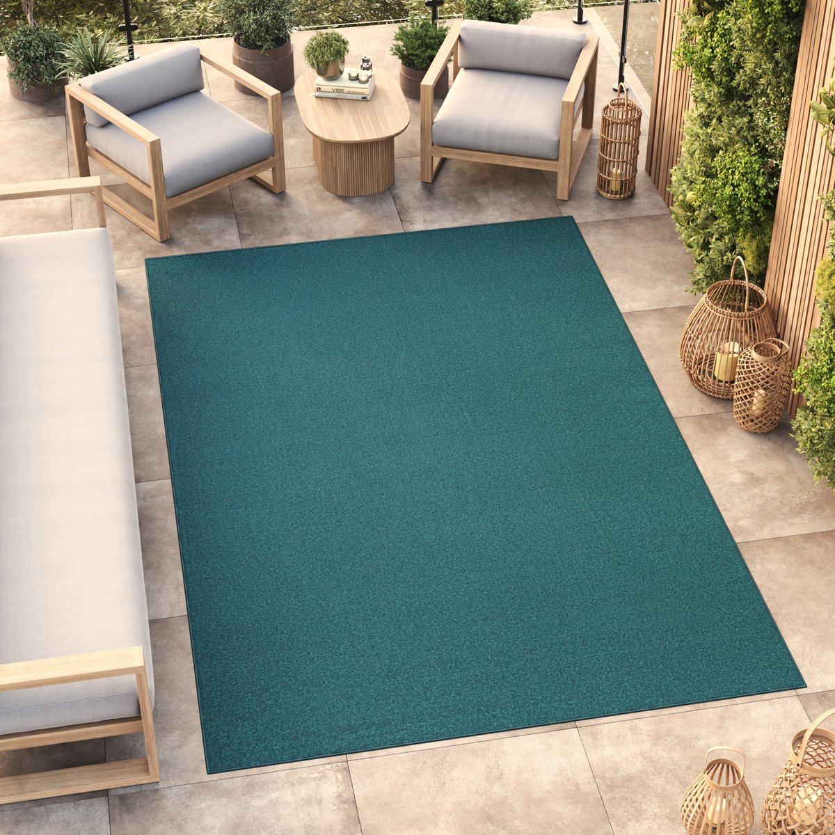 Tapiso Mono Vloerkleed Blauw Binnen en Buiten Tapijt Maat- 140x200
