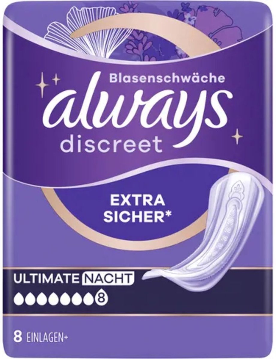 Goedkoopste Always Discreet - Maxi Night Incontinentieverband voor Urineverlies - 8 Stuks