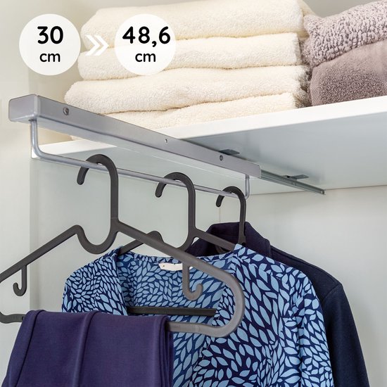 Uittrekbare Roestvrijstalen Hangerstang Verstelbaar 30-60 Cm, Uittrekbare Broekenrek Telescopische Hanger, Aluminium Legering Garderobekast For Broeken En Jassen (Size : 550mm/21.6inch