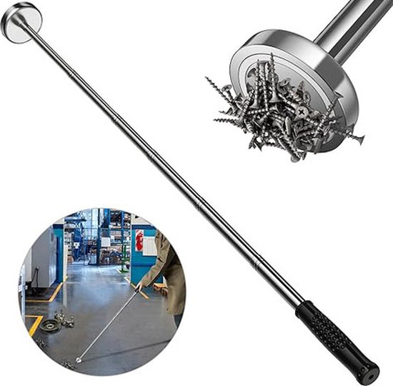 Outil de ramassage magnétique, tige télescopique jusqu'à 15,8 kg de capacité de charge, réglable de 22 cm à 103,5 cm, pour ramasser des clous et des vis
